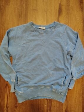 Zenana Outfitters Sky Blue Ribbed Crewneck Sweatshirt M